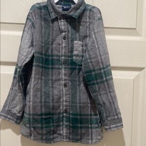 Kids Gray and Green Plaid Shirt
